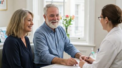 Man and Women in Health Check with GP